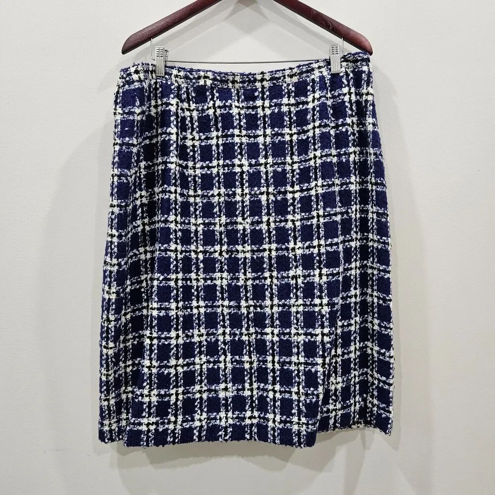Elisabeth Liz Clairborne Womens Tweed Pencil Skirt Size 18 Blue Business Career